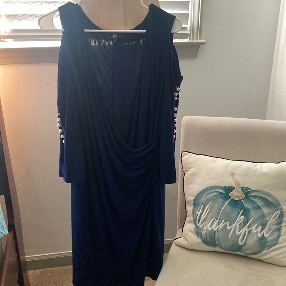 Navy blue Pearl beaded sleeve dress. Sz 2x